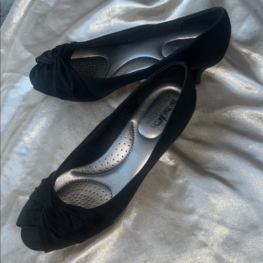 Coach and Four Black Low Heels with Elegant Design